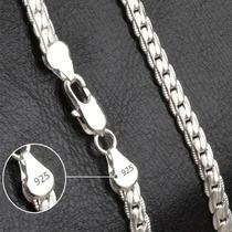 Corrente De Colar Luxuosa Banhada a Prata 6mm 20-60cm Para Mulheres E Homens Joias De Moda Para Corrente De Colar Luxuosa Banhada a Prata 6mm 20-60cm Para Mulheres E Homens Joias De Moda Para