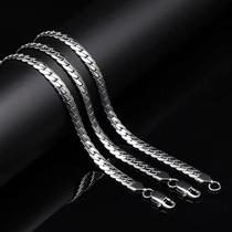 Corrente De Colar Prateada 5mm 20-60cm Design De Marca De Luxo Para Mulheres E Homens Joias De Moda Corrente De Colar Prateada 5mm 20-60cm Design De Marca De Luxo Para Mulheres E Homens Joias De Moda
