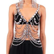 Corrente De Corpo Grande Com Strass, Joia De Cristal Para Fantasias De Halloween, Carnaval E Raves