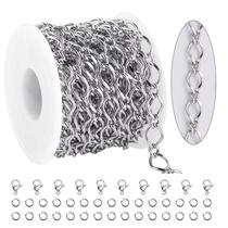 Corrente de joias KYUNHOO de aço inoxidável de 5 m com fechos para artesanato Corrente de joias KYUNHOO de aço inoxidável de 5 m com fechos para artesanato