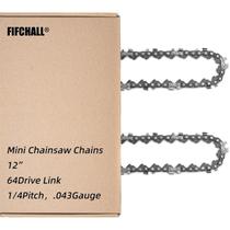 Corrente de motosserra de 12 polegadas, pacote com 2 elos de acionamento de 1/4LP 0,043"