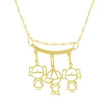 Corrente De Ouro 18k 750 Singapura 45cm Pingente Canga Três Filhos