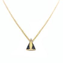 Corrente de Ouro 18k Bailarina Com Pingente Nossa Senhora Aparecida Colar Cordão Gargantilha Feminina 45cm