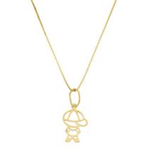 Corrente De Ouro 18k Colar Feminino Veneziana 40cm E Pingente Menino
