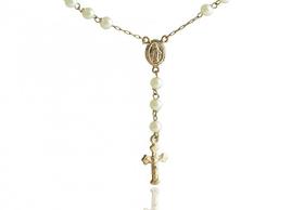 Corrente de Ouro 18K Terço com Pérolas 45cm