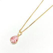 Corrente de Ouro 18k Veneziana 40cm com Pingente Gota Zircônia Colar Cordão Gargantilha Feminina Corrente de Ouro 18k Veneziana 40cm com Pingente Gota Zircônia Colar Cordão Gargantilha Feminina