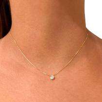 Corrente de Ouro 18k Veneziana 40cm com Pingente Ponto De Luz Zircônia 5mm Colar Cordão Gargantilha Feminina Corrente de Ouro 18k Veneziana 40cm com Pingente Ponto De Luz Zircônia 5mm Colar Cordão Gargantilha Feminina