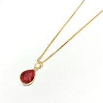 Corrente de Ouro 18k Veneziana 45cm com Pingente Gota Zircônia Colar Cordão Gargantilha Feminina