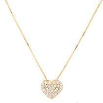 Corrente De Ouro Feminina Veneziana 45cm Com Pingente Coração Cravejado 18k