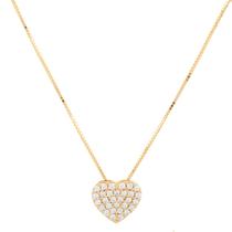 Corrente De Ouro Feminina Veneziana 45cm Com Pingente Coração Cravejado 18k Corrente De Ouro Feminina Veneziana 45cm Com Pingente Coração Cravejado 18k