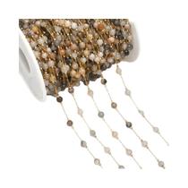 Corrente De Pedras Naturais Com Contas De 1 Metro, Fio De Pedra Preciosa Redonda Lisa Em Aço