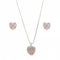 Corrente De Prata 925 40cm Pingente Brinco Ponto De Luz Rosa