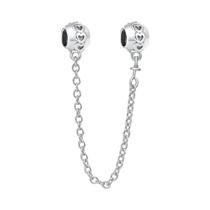 Corrente De Segurança Feminina Em Prata 925 Mom Amour Clover Dangle Charms Beads Para Pulseira