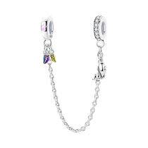 Corrente De Segurança Feminina Em Prata Esterlina 925 Com Estrelas E Luas Para Pulseira De 3mm,
