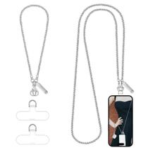 Corrente de telefone Crossbody Derraffina Metal para iPhone Silver