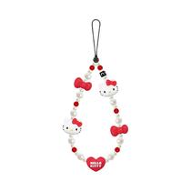 Corrente De Telefone Móvel Kawaii Hello Kitty Com Laço De Amor E Contas, Joia De Presente Sanrio