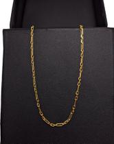 Corrente dourada banhada a ouro 60cm elos ovais masculina feminina unisex