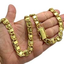 Corrente Dubai 10mm Fecho 750 Banhado a Ouro 18k