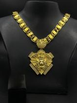 Corrente Dubai 15mm Moeda antiga + Pingente Leão