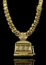 Corrente Dubai 15mm Moeda antiga + Pingente máquina caça níquel