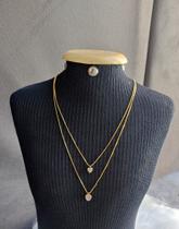 Corrente dupla coração com zircônia