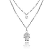 corrente Duplo Feminino mão de fátima zircônia ponto de luz não escurece em aço inox corrente Duplo Feminino mão de fátima zircônia ponto de luz não escurece em aço inox