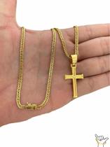 Corrente E Pingente 3mm Grumet Lacraia Banhado A Ouro 70cm Corrente E Pingente 3mm Grumet Lacraia Banhado A Ouro 70cm