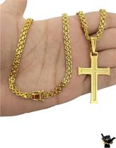 Corrente E Pingente Cadeado Duplo 5Mm Banhado A Ouro 18K Corrente E Pingente Cadeado Duplo 5Mm Banhado A Ouro 18K