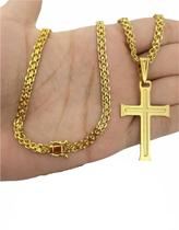 Corrente e Pingente Cadeado Duplo 5mm Banhado A Ouro 18k