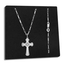 Corrente e Pingente Crucifixo Cruz São Bento de Prata 925 Legítima Maciça Italiana Original Colar Tijolinho 60cm e 70cm
