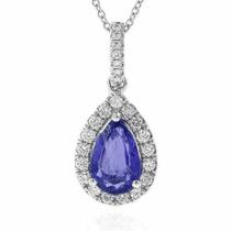 Corrente e Pingente em Ouro 18K Com Safira E Diamantes AZ171