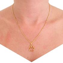 Corrente e Pingente Pet Patinha De Cachorro Gato Folheado A Ouro 18k