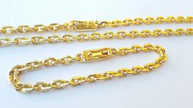 Corrente e pulseira 6mm masculina banhada a ouro 18k