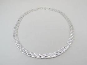 Corrente E Pulseira Feminina Trançada De 6 Fios Em Prata 925 Corrente E Pulseira Feminina Trançada De 6 Fios Em Prata 925