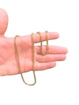 Corrente Elo Peruano Quadrado 4mm Por 60cm Banhado Ouro 18K