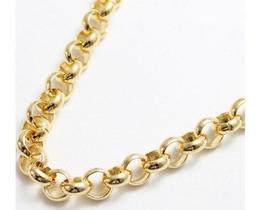 Corrente Elo Português 50cm Banhada Ouro 18k 5mm Grossa