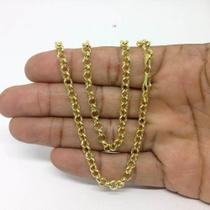 Corrente Elo Português 60cm Folheada Ouro 18k Masculna 5mm