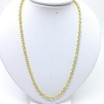 Corrente Elo Português 70cm Banhada Ouro 18k 5mm Grossa Masc
