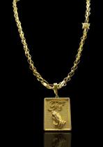 Corrente elo x Moeda antiga + Pingente da fé