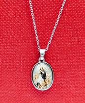 Corrente em Aço Inox com Pingente Medalha Nossa Senhora da Conceição (Prateado)