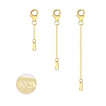 Corrente extensora de colar em prata esterlina banhada a ouro 14K x3