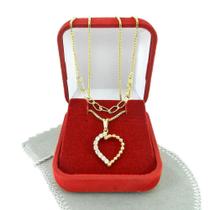 Corrente Feminina 40/45cm 0.8mm Coração Folheado Ouro 18k CR851
