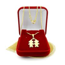 Corrente Feminina 40/45cm 1mm 2 Meninas Folheado Ouro 18k Cr438