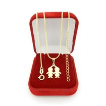 Corrente Feminina 40/45cm 1mm 2 Meninos Folheado Ouro 18k Cr439