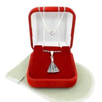 Corrente Feminina 40/45cm 1mm N. S. Aparecida Folheada Prata CR835 Corrente Feminina 40/45cm 1mm N. S. Aparecida Folheada Prata CR835
