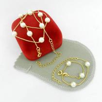 Corrente Feminina 40/50cm 6mm e Pulseira Folheado Ouro 18k CR816