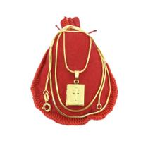 Corrente Feminina 40A45cm 1mm Relicário Folheado Ouro 18k CR149