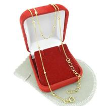 Corrente Feminina 45/50cm 0.8mm Bolinha Folheada Ouro 18k CR815 Corrente Feminina 45/50cm 0.8mm Bolinha Folheada Ouro 18k CR815