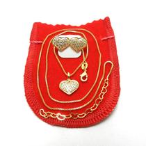 Corrente Feminina 45/50cm 1mm Brinco Folheado Ouro 18k Cj101 Corrente Feminina 45/50cm 1mm Brinco Folheado Ouro 18k Cj101