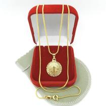 Corrente Feminina 45/50cm 1mm São Bento Folheado Ouro Cr212 Corrente Feminina 45/50cm 1mm São Bento Folheado Ouro Cr212